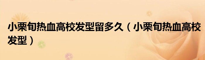小栗旬热血高校发型留多久(小栗旬热血高校发型)