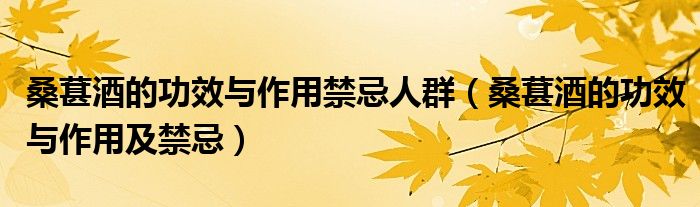 桑葚酒的功效与作用禁忌人群(桑葚酒的功效与作用及禁忌)