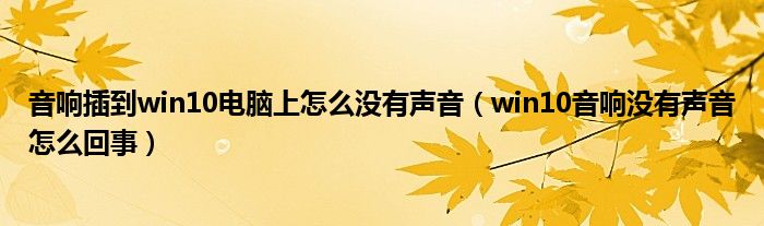 音响插到win10电脑上怎么没有声音(win10音响没有声音怎么回事)