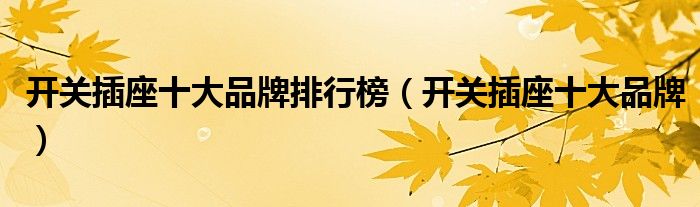 开关插座十大品牌排行榜(开关插座十大品牌)