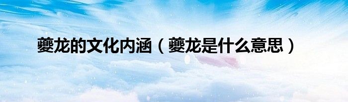夔龙的文化内涵(夔龙是什么意思)