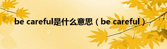 be careful是什么意思(be careful)