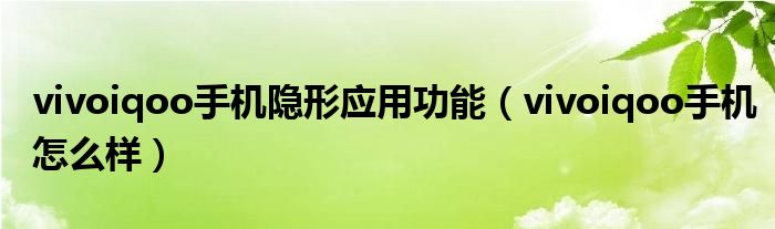 vivoiqoo手机隐形应用功能(vivoiqoo手机怎么样)