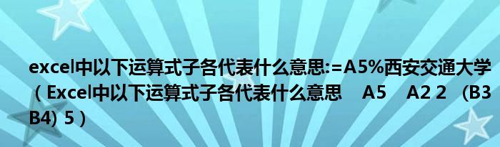 excel中以下运算式子各代表什么意思:=A5%西安交通大学(Excel中以下运算式子各代表什么意思 A5 A2 2 (B3 B4) 5)