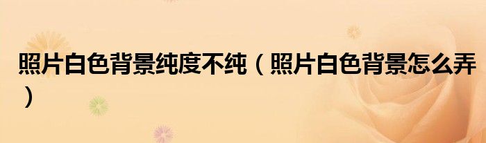 照片白色背景纯度不纯(照片白色背景怎么弄)