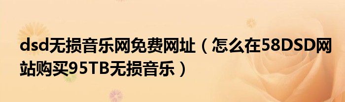dsd无损音乐网免费网址（怎么在58DSD网站购买95TB无损音乐）