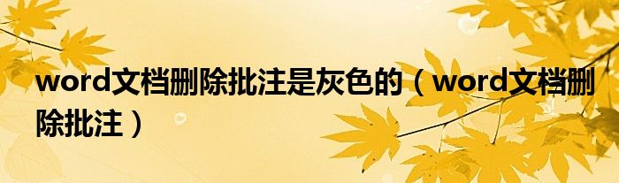 word文档删除批注是灰色的(word文档删除批注)