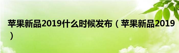 苹果新品2019什么时候发布(苹果新品2019)