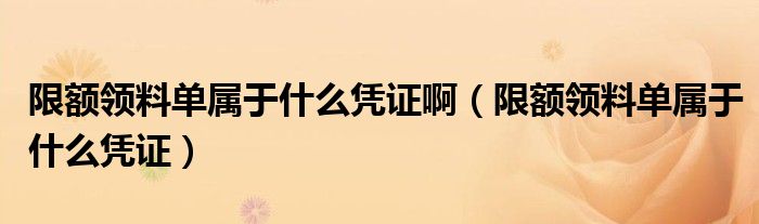 限额领料单属于什么凭证啊(限额领料单属于什么凭证)
