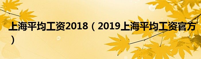 上海平均工资2018(2019上海平均工资官方)