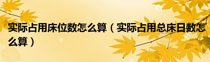 实际占用床位数怎么算（实际占用总床日数怎么算）