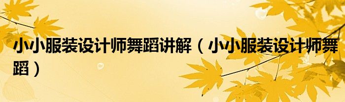 小小服装设计师舞蹈讲解(小小服装设计师舞蹈)