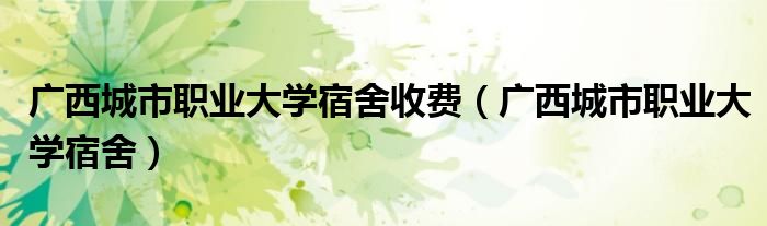 广西城市职业大学宿舍收费(广西城市职业大学宿舍)