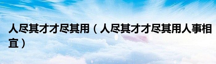 人尽其才才尽其用(人尽其才才尽其用人事相宜)