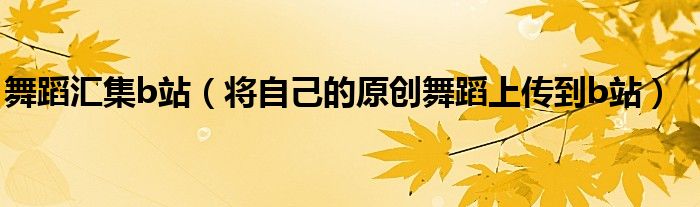 舞蹈汇集b站(将自己的原创舞蹈上传到b站)