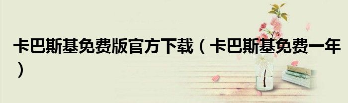 卡巴斯基免费版官方下载(卡巴斯基免费一年)