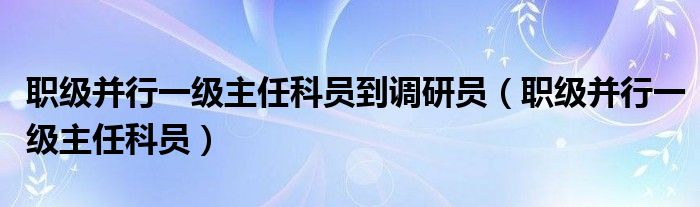 职级并行一级主任科员到调研员(职级并行一级主任科员)
