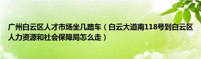 广州白云区人才市场坐几路车(白云大道南118号到白云区人力资源和社会保障局怎么走)