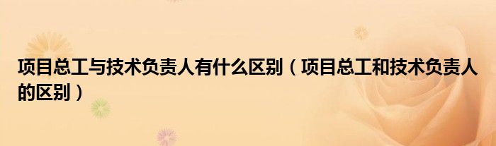 项目总工与技术负责人有什么区别(项目总工和技术负责人的区别)