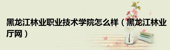 黑龙江林业职业技术学院怎么样(黑龙江林业厅网)