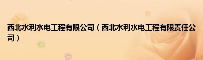 西北水利水电工程有限公司(西北水利水电工程有限责任公司)