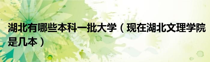 湖北有哪些本科一批大学(现在湖北文理学院是几本)