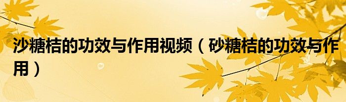 沙糖桔的功效与作用视频(砂糖桔的功效与作用)