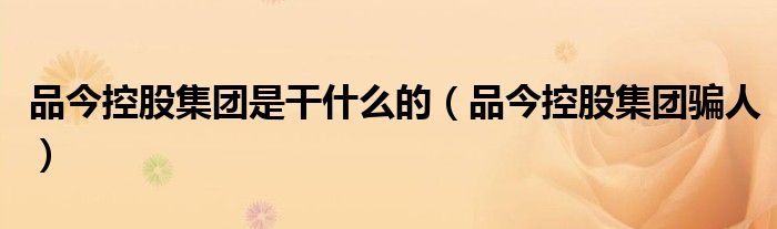 品今控股集团是干什么的(品今控股集团骗人)