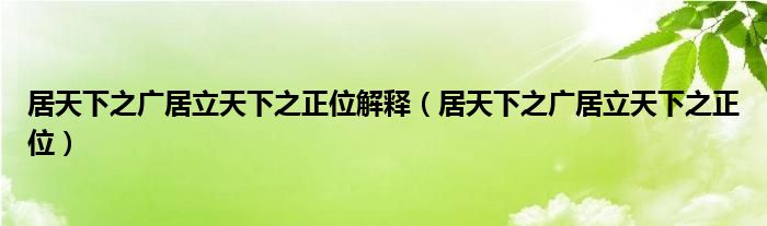 居天下之广居立天下之正位解释（居天下之广居立天下之正位）