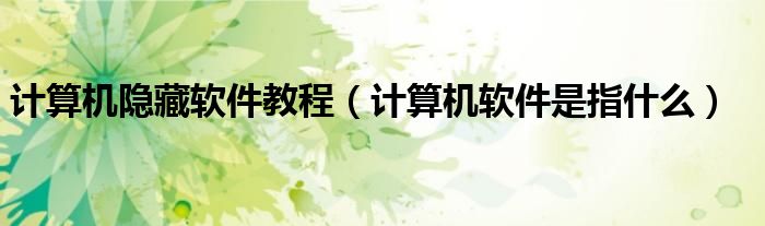 计算机隐藏软件教程(计算机软件是指什么)
