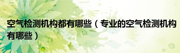 空气检测机构都有哪些(专业的空气检测机构有哪些)