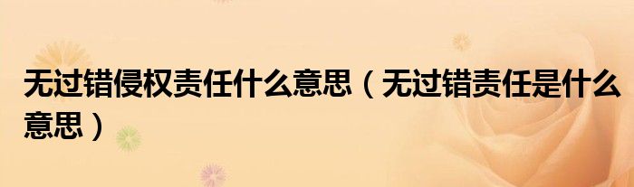 无过错侵权责任什么意思(无过错责任是什么意思)