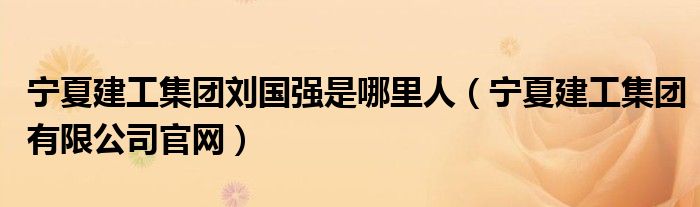 宁夏建工集团刘国强是哪里人(宁夏建工集团有限公司官网)