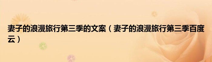 妻子的浪漫旅行第三季的文案(妻子的浪漫旅行第三季百度云)