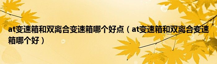 at变速箱和双离合变速箱哪个好点(at变速箱和双离合变速箱哪个好)