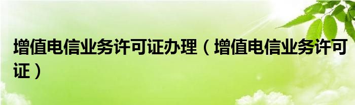 增值电信业务许可证办理(增值电信业务许可证)