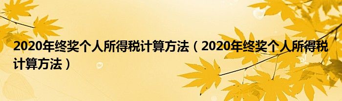 2020年终奖个人所得税计算方法(2020年终奖个人所得税计算方法)