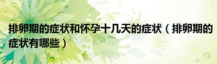 排卵期的症状和怀孕十几天的症状(排卵期的症状有哪些)