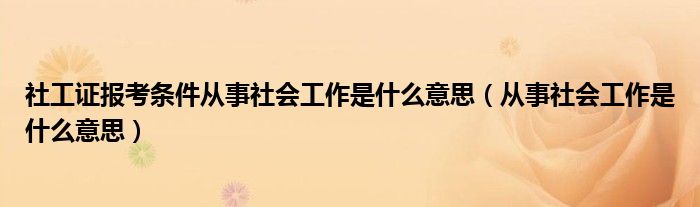 社工证报考条件从事社会工作是什么意思(从事社会工作是什么意思)