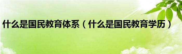 什么是国民教育体系(什么是国民教育学历)