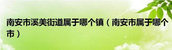 南安市溪美街道属于哪个镇(南安市属于哪个市)
