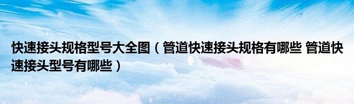 快速接头规格型号大全图(管道快速接头规格有哪些 管道快速接头型号有哪些)