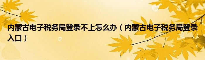 内蒙古电子税务局登录不上怎么办(内蒙古电子税务局登录入口)