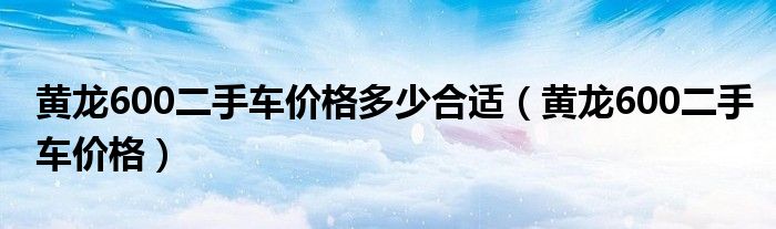 黄龙600二手车价格多少合适(黄龙600二手车价格)