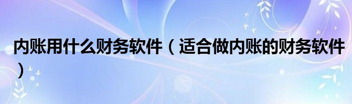 内账用什么财务软件(适合做内账的财务软件)