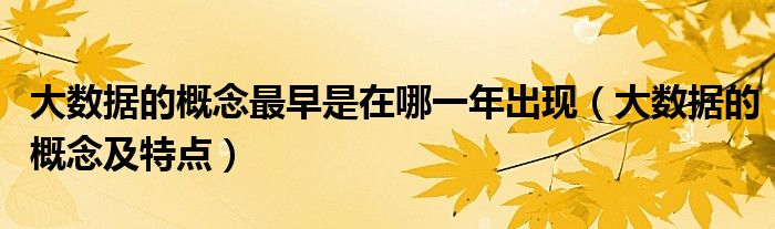 大数据的概念最早是在哪一年出现(大数据的概念及特点)