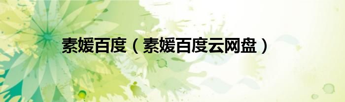素媛百度(素媛百度云网盘)