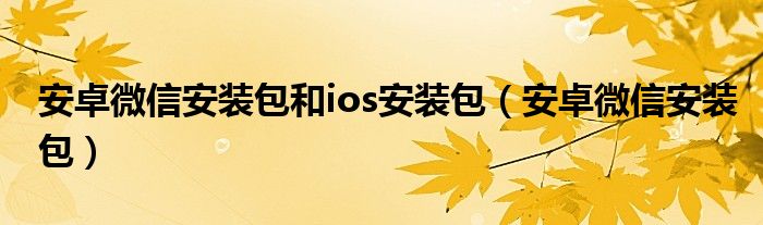 安卓微信安装包和ios安装包(安卓微信安装包)