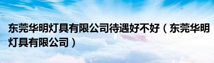 东莞华明灯具有限公司待遇好不好(东莞华明灯具有限公司)