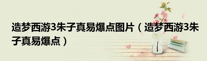 造梦西游3朱子真易爆点图片(造梦西游3朱子真易爆点)